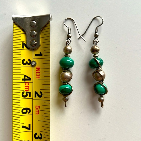 Malachite Vintage Earrings - Picture 2 of 4